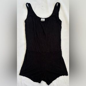 Women’s Ribbed Boyshort Bodysuit in Classic Black Sz M